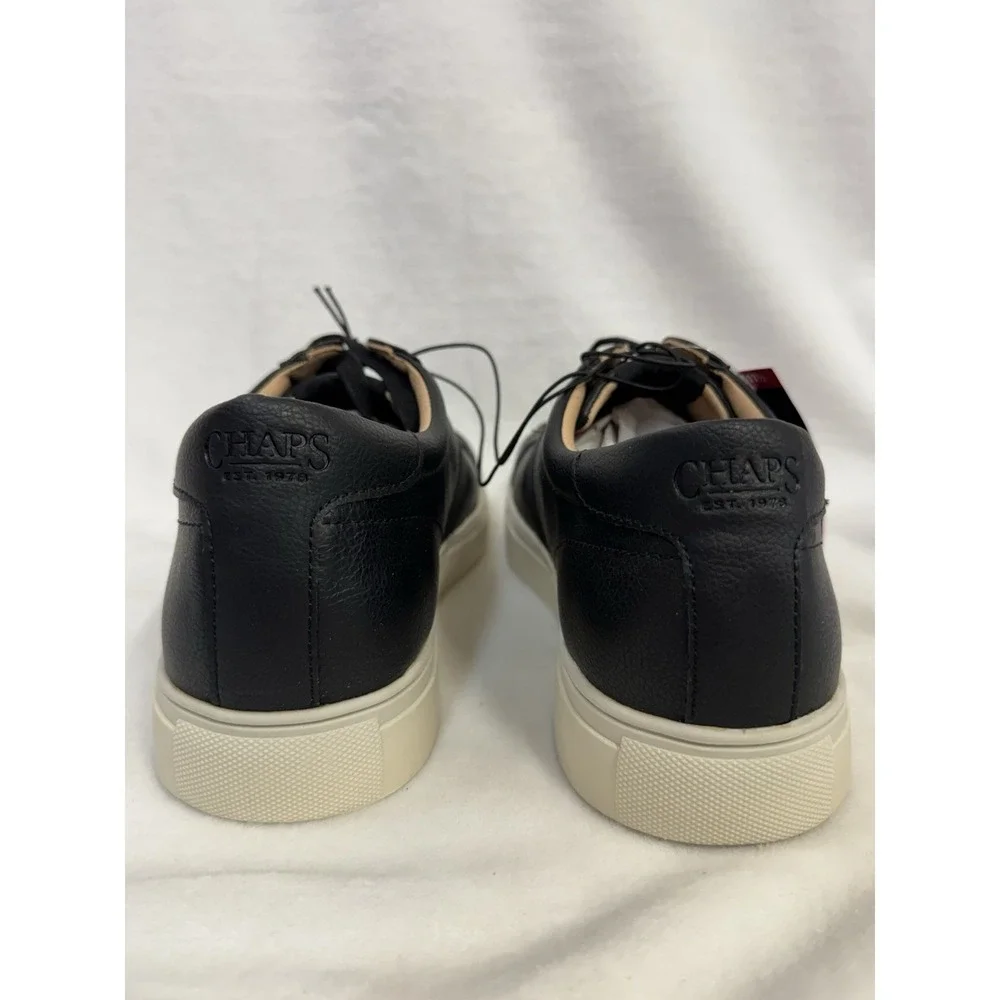 Chaps Men's Court Sneakers Camden Black Memory Foam Comfort Shoes Size 11.5